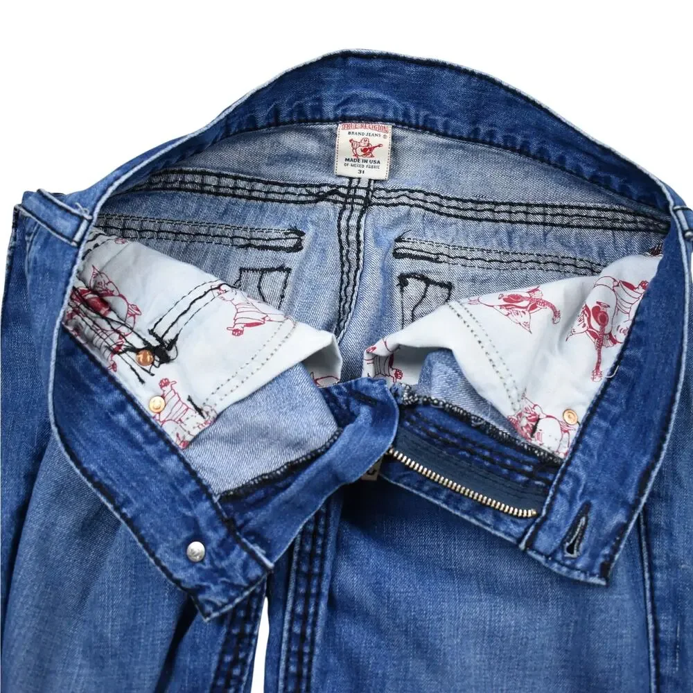 Vintage True Religion Jean Shorts Men's 31 (33) Ricky Blue Denim Cut Off Y2K USA